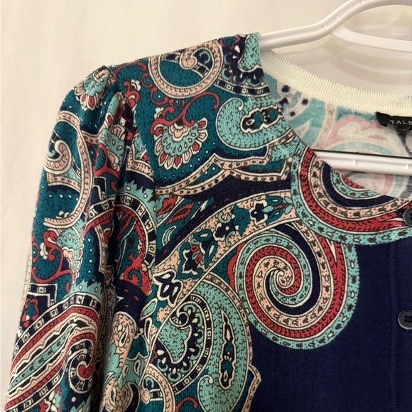 TALBOTS Charming Cardigan - Bright Paisley Size M - Picture 7 of 9
